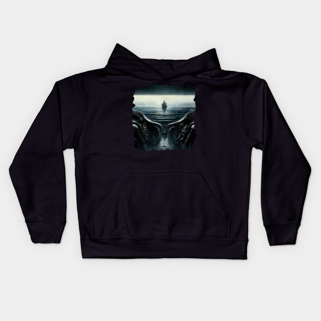 HR Giger - Lost at Sea Kids Hoodie by Mikaeus